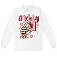 White anxiety skeleton hand Long Sleeve Tee - MaliasSmallBusiness