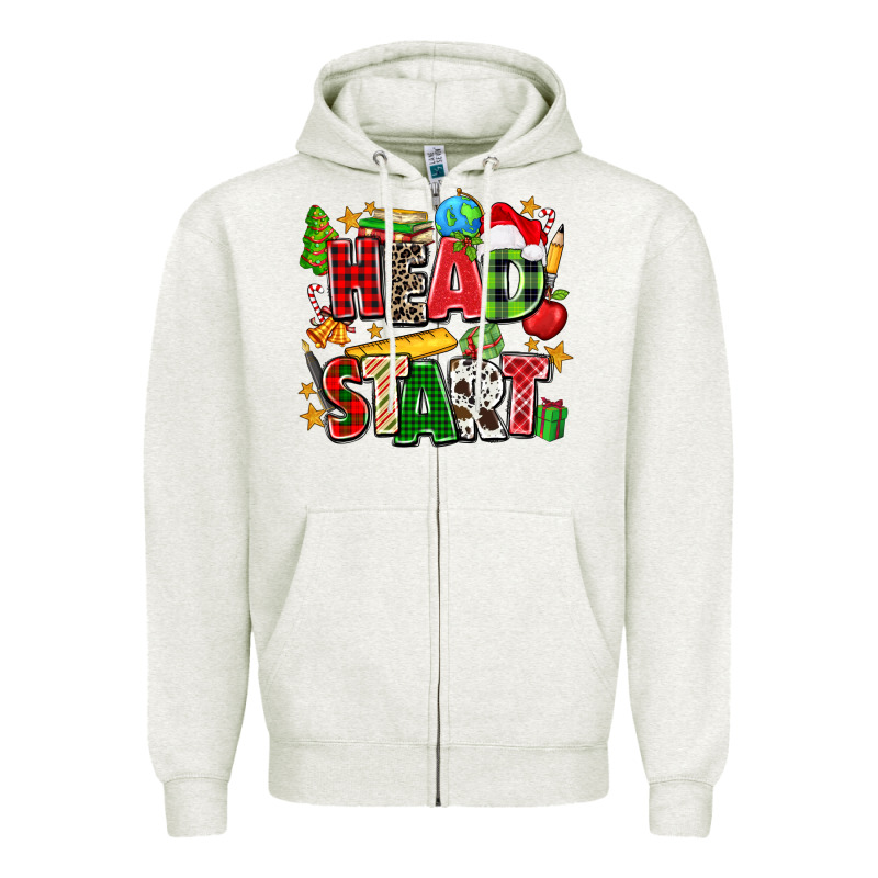 Head Start Christmas Zipper Hoodie by Zillion Design Studio | Teevron