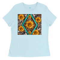 Baby Blue sunflower tumbler Ladies Tee - BarkalooDesign