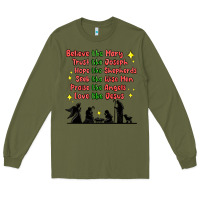 Army Green jesus and family belive like mary Long Sleeve Tee - MaliasSmallBusiness