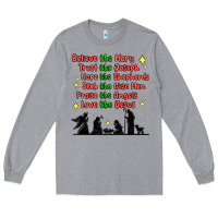 Heather Grey jesus and family belive like mary Long Sleeve Tee - MaliasSmallBusiness