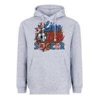 Heather Grey live love soccer Heavyweight Hoodie - HRA Design Shop