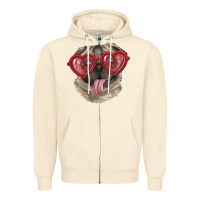 Sandshell pug with love glasses Zipper Hoodie - RanaPortraitStore