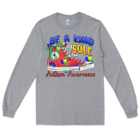 Heather Grey be a kind sole autism awareness Long Sleeve Tee - MaliasSmallBusiness