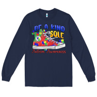 Navy be a kind sole autism awareness Long Sleeve Tee - MaliasSmallBusiness