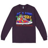 Plum be a kind sole autism awareness Long Sleeve Tee - MaliasSmallBusiness