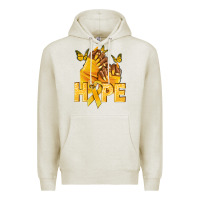 Oatmeal Heather hope yellowribbonchildhood cancer nails Premium Hoodie - NancyCooperArtShop
