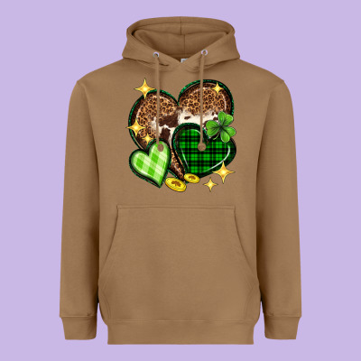 St. Patrick's Day Hearts Heavyweight Hoodie Designed By Neo Western