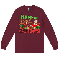 Burgundy happ yee haw lidays Long Sleeve Tee - MaliasSmallBusiness