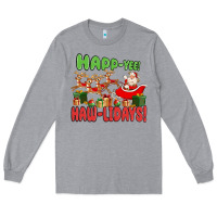 Heather Grey happ yee haw lidays Long Sleeve Tee - MaliasSmallBusiness