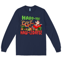 Navy happ yee haw lidays Long Sleeve Tee - MaliasSmallBusiness