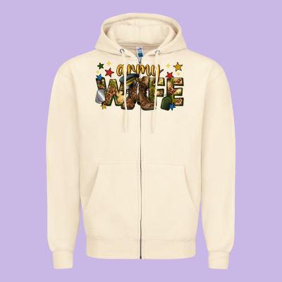 Zipper Hoodie army wife western