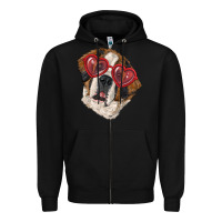 Black saint bernard with love glasses Zipper Hoodie - RanaPortraitStore