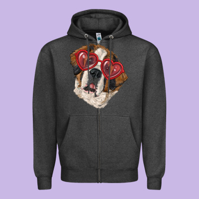 Zipper Hoodie saint bernard with love glasses