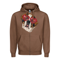 Chestnut saint bernard with love glasses Zipper Hoodie - RanaPortraitStore