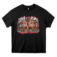 Black Happy Easter Heavy Core Tee - CowhideDigitalArt