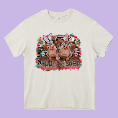 Happy Easter Heavy Core Tee Designed By Cowhidedigitalart
