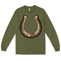 Army Green western horseshoe Long Sleeve Tee - BarkalooDesign