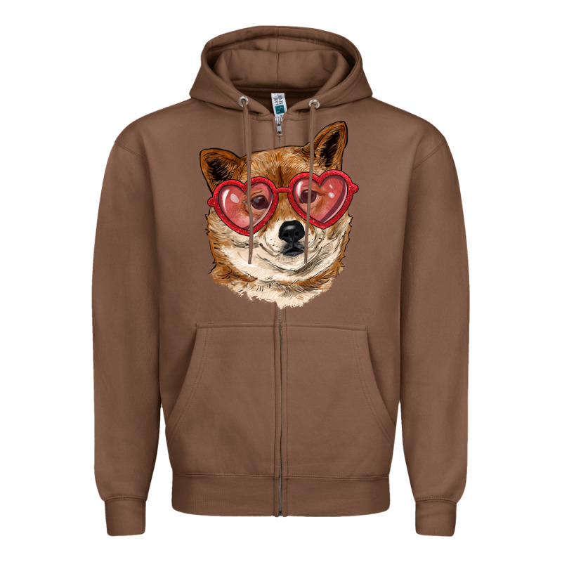 Shiba Inu With Love Glasses Zipper Hoodie by RanaPortraitStore | Teevron