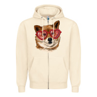 Sandshell shiba inu with love glasses Zipper Hoodie - RanaPortraitStore