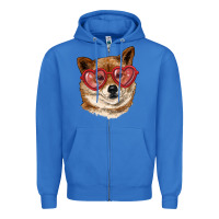 True Royal shiba inu with love glasses Zipper Hoodie - RanaPortraitStore