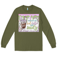 Army Green fueled by iced coffee and anxiety Long Sleeve Tee - MaliasSmallBusiness