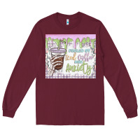Burgundy fueled by iced coffee and anxiety Long Sleeve Tee - MaliasSmallBusiness