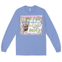 Colony Blue fueled by iced coffee and anxiety Long Sleeve Tee - MaliasSmallBusiness