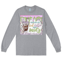 Heather Grey fueled by iced coffee and anxiety Long Sleeve Tee - MaliasSmallBusiness