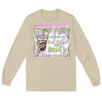 Mushroom fueled by iced coffee and anxiety Long Sleeve Tee - MaliasSmallBusiness