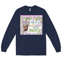 Navy fueled by iced coffee and anxiety Long Sleeve Tee - MaliasSmallBusiness