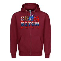 Burgundy boom bitch get out the way Zipper Hoodie - texasbilliewilder