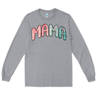 Heather Grey mama christmas plaid Long Sleeve Tee - MaliasSmallBusiness