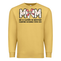 Antique Gold mom she is clothed in gratitude counting blessings Premium Sweatshirt - JahusDesignShop