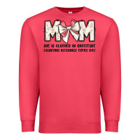 Cardinal mom she is clothed in gratitude counting blessings Premium Sweatshirt - JahusDesignShop