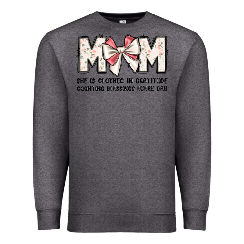 Mom She Is Clothed In Gratitude Counting Blessings Premium Sweatshirt by JahusDesignShop | Teevron