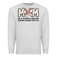 Dove Grey mom she is clothed in gratitude counting blessings Premium Sweatshirt - JahusDesignShop