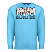 Ocean Blue mom she is clothed in gratitude counting blessings Premium Sweatshirt - JahusDesignShop