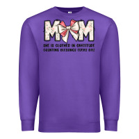 Purple mom she is clothed in gratitude counting blessings Premium Sweatshirt - JahusDesignShop