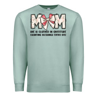 Seafoam mom she is clothed in gratitude counting blessings Premium Sweatshirt - JahusDesignShop