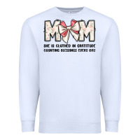 White mom she is clothed in gratitude counting blessings Premium Sweatshirt - JahusDesignShop