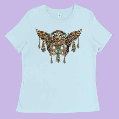 Native Dream Catcher With Owl Ladies Tee Designed By Barkaloodesign