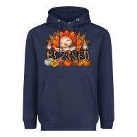 Navy Thanksgiving Turkey Pumpkin Blessed Heavyweight Hoodie - CowhideDigitalArt