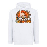 White Thanksgiving Turkey Pumpkin Blessed Heavyweight Hoodie - CowhideDigitalArt
