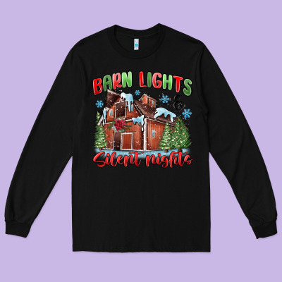 Long Sleeve Tee barn lights and silent nights