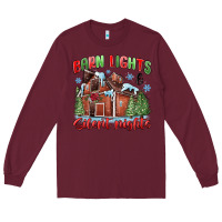 Burgundy barn lights and silent nights Long Sleeve Tee - MaliasSmallBusiness