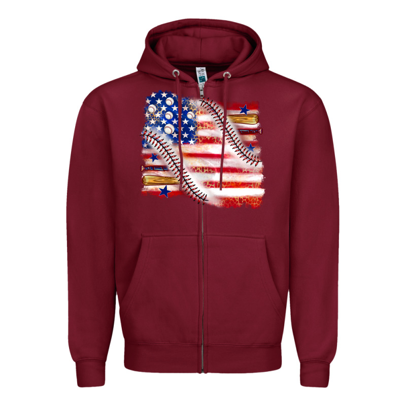 Baseball American Flag Zipper Hoodie by texasbilliewilder | Teevron