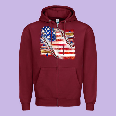 Zipper Hoodie baseball american flag