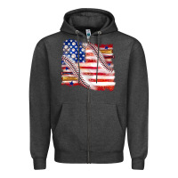 Charcoal Heather baseball american flag Zipper Hoodie - texasbilliewilder