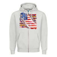 Dove Grey baseball american flag Zipper Hoodie - texasbilliewilder